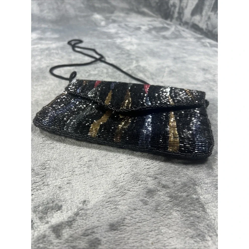 Vintage Purse Sequin‎ Shoulder Bag Cocktail Disco Glam Retro Indie Seed Bead 80s